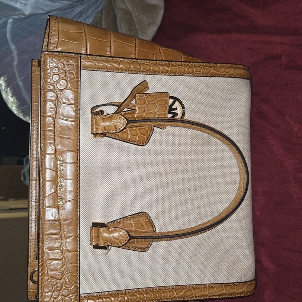 Brown and Cream Women's Tote Bag